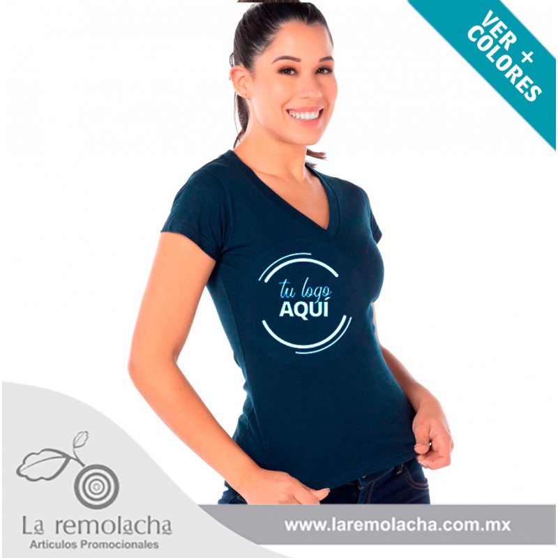 Playera cuello V para dama / Cancun